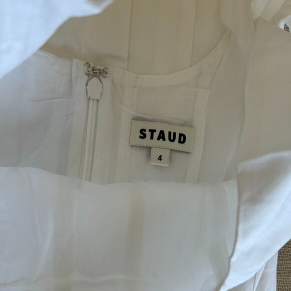 NEW STAUD Wells Midi Dress Sz4/8 White Classic Cotton Best Party Wedding - Picture 8 of 12